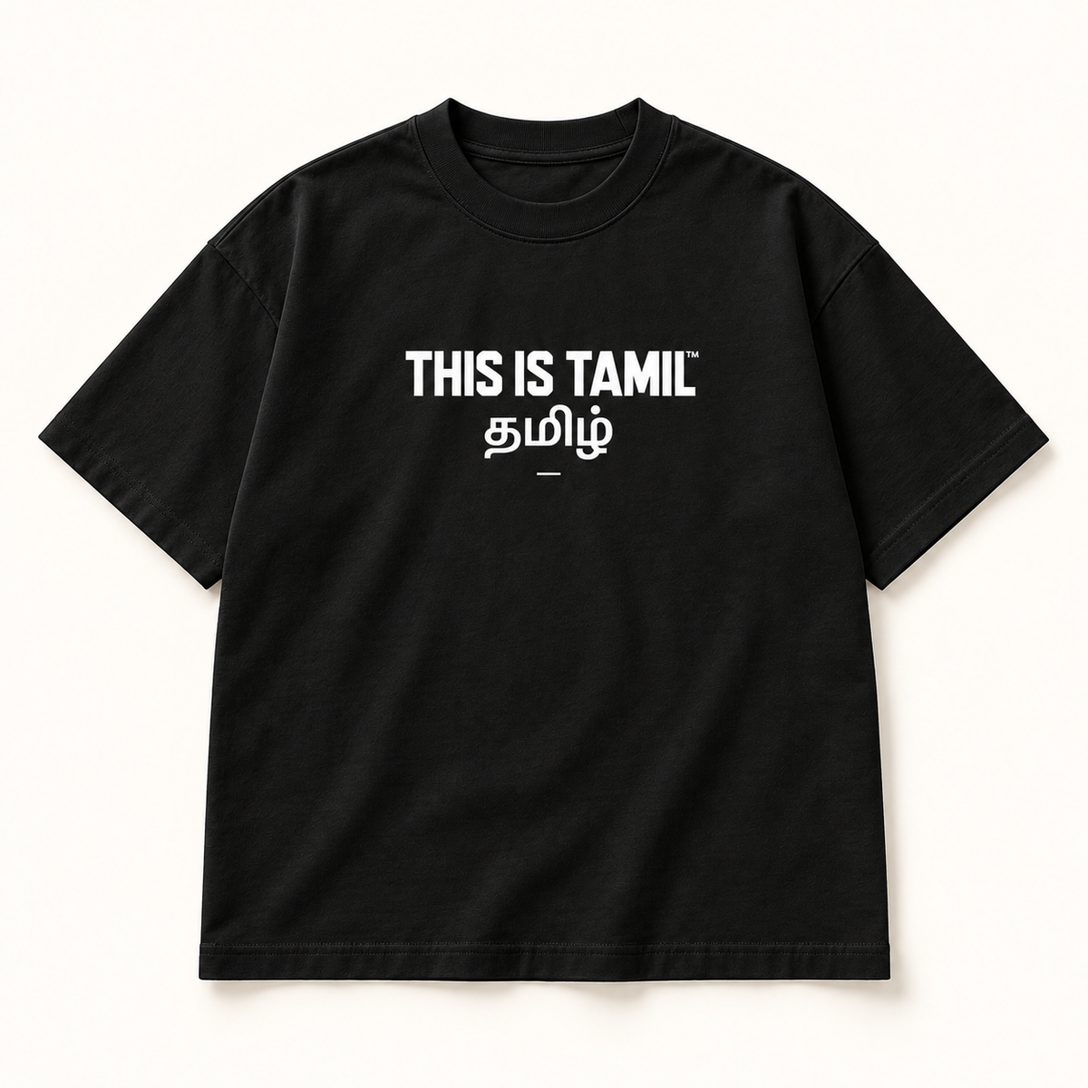 THIS IS TAMIL Signature T-Shirt in Schwarz mit weissem THIS IS TAMIL™-Schriftzug und தமிழ்